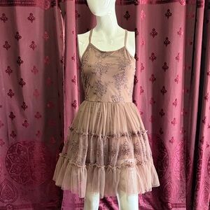 Brown Lace Weissman Dance Costume Cross-Back Tutu Dress Size Adult Medium